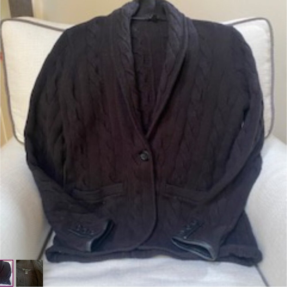 Talbots Black Cable Knit Cardigan